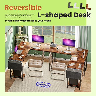 YIORTWO L Shaped Computer Desk with CPU Stand & Storage Bag, Corner Gaming Desk