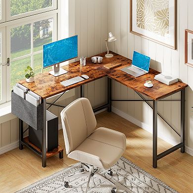 YIORTWO L Shaped Computer Desk with CPU Stand & Storage Bag, Corner Gaming Desk