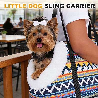Heart Pattern Dog Purse Carriers with Crossbody Strap & Fleece Lining 1Pc