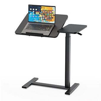YIORTWO Adjustable Overbed Table with Wheels, Mobile Laptop Desk with Tilting Top