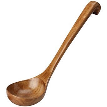 Wooden Ladle Spoons Natural Grain Home Kitchen Soup Spoon Oil Salt Sugar Dining Spoons 11"