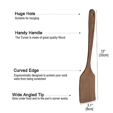 Wooden Spatula Long Hand Pan Stir Fry Spatula Kitchen Essential Cookware for Cooking Baking Flipping