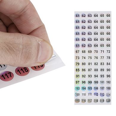 Consecutive Numbers Gift Stickers Colorful(61-120) 20 Pcs