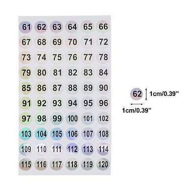 Consecutive Numbers Gift Stickers Colorful(61-120) 20 Pcs