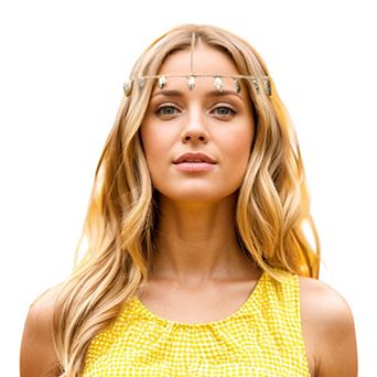 Headpiece Vintage Sequins Head Chain Gold Tone 1 pc