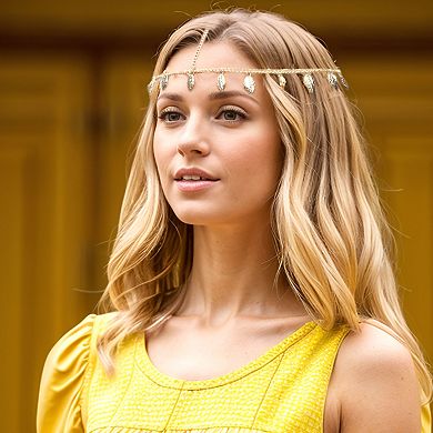 Headpiece Vintage Sequins Head Chain Gold Tone 1 Pc