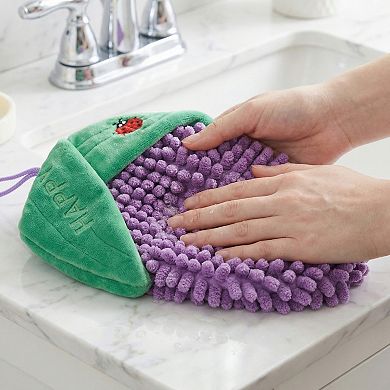 Cute Corn Shaped Chenille Hanging Hand Towel, 1 Pack Soft Absorbent Quick Dry Towel for Home 5" x 8"