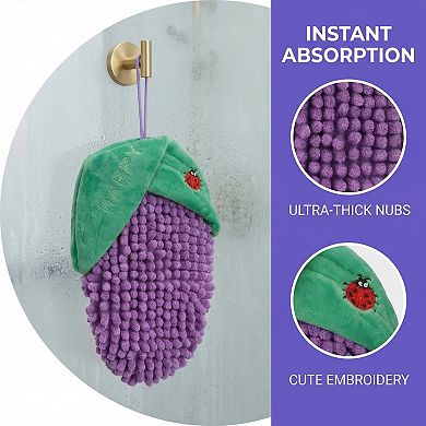 Cute Corn Shaped Chenille Hanging Hand Towel, 1 Pack Soft Absorbent Quick Dry Towel for Home 5" x 8"