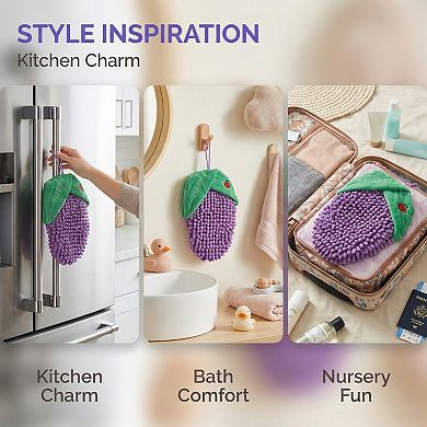 Cute Corn Shaped Chenille Hanging Hand Towel, 1 Pack Soft Absorbent Quick Dry Towel for Home 5" x 8"