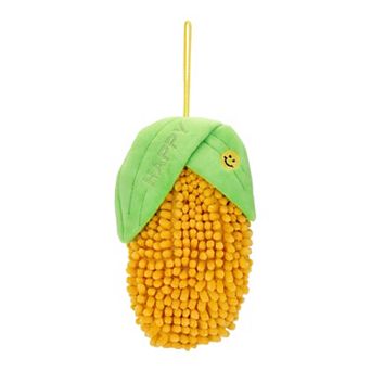 Cute Corn Shaped Chenille Hanging Hand Towel, 1 Pack Soft Absorbent Quick Dry Towel for Home 5" x 8"