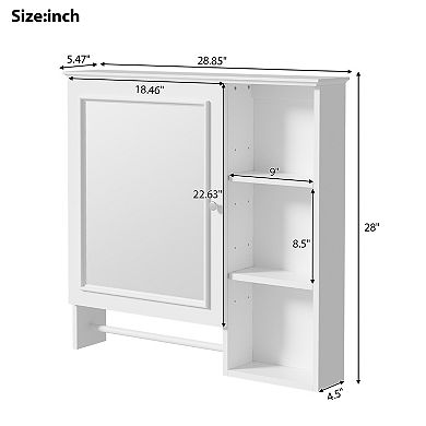 ELEMENT ACE Wall Mounted Bathroom Mirror Storage Cabinet with Adjustable Shelves