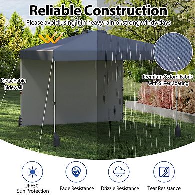 Outdoor Pop-Up Canopy Tent with Adjustable Height and Sun Protection