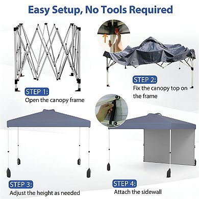 Outdoor Pop-Up Canopy Tent with Adjustable Height and Sun Protection