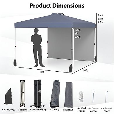 Outdoor Pop-Up Canopy Tent with Adjustable Height and Sun Protection