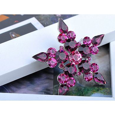 Amethyst Crystal Rhinestone Five Point Star Symbol Necklace Pendant Pin Brooch