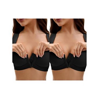 2 Packs Women's Front Closure Push Up Wirefree Wide Straps U Back Tank Bras