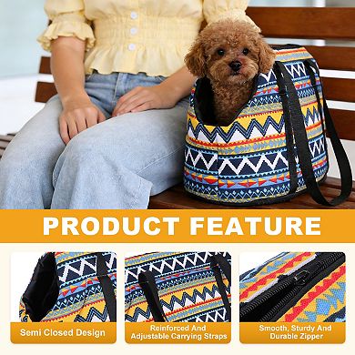 Retro Style Dog Purse Carrier with Crossbody Strap 1Pc