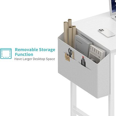 Small Office Desk with Storage Bag & Hook, Compact Computer Desk for Home