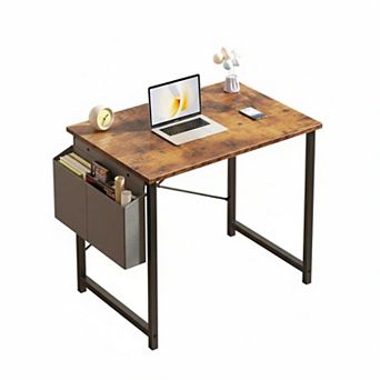 YIORTWO Small Office Desk with Storage Bag & Hook, Compact Computer Desk for Home