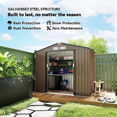 Outdoor Storage Shed for Lawn Tools, Garden Supplies, and Pool Equipment