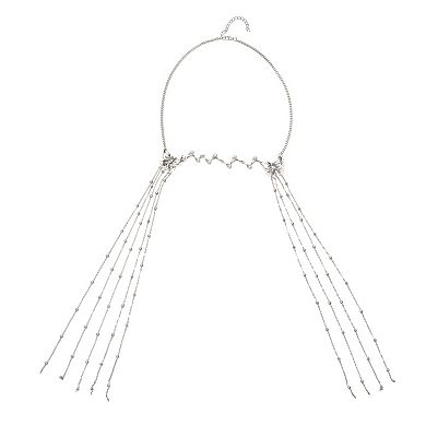 Headpiece Vintage Long Tassels Head Chain Silver Tone 1 Pc