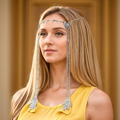 Headpiece Vintage Long Tassels Head Chain Silver Tone 1 Pc