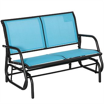 Outdoor Double Seat Glider Rocking Bench Sling Fabric Patio Seating