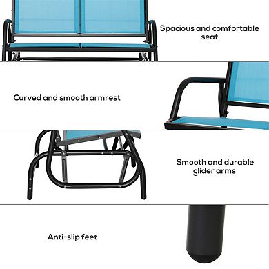Outdoor Double Seat Glider Rocking Bench Sling Fabric Patio Seating
