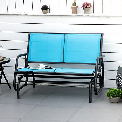 Outdoor Double Seat Glider Rocking Bench Sling Fabric Patio Seating
