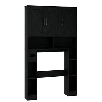 Vabches Over-the-Toilet Storage Cabinet with Barn Doors, Space Saving Bathroom Shelf Organizer 67"