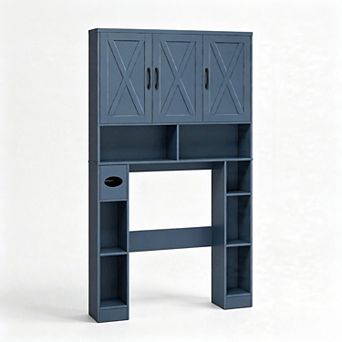 Vabches Over-the-Toilet Storage Cabinet with Barn Doors, Space Saving Bathroom Shelf Organizer 67"