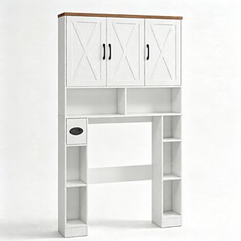 Vabches 39" Widened Over The Toilet Storage Cabinet, Bathroom Organizer with 3 Barn Doors