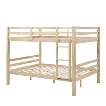 YIORTWO Solid Wood Bunk Bed with Guardrails and Ladder, Space-Saving Platform Bed