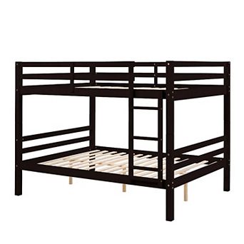 YIORTWO Solid Wood Bunk Bed with Guardrails and Ladder, Space-Saving Platform Bed