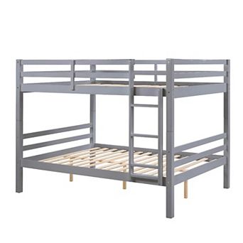 YIORTWO Solid Wood Bunk Bed with Guardrails and Ladder, Space-Saving Platform Bed