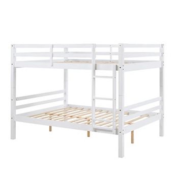 YIORTWO Solid Wood Bunk Bed with Guardrails and Ladder, Space-Saving Platform Bed