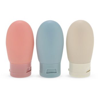 1.57"x3.74" PP Travel Container Set 1.06oz 3 pc Blue Light Gray Pink