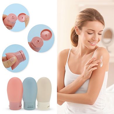 1.57"x3.74" PP Travel Container Set 1.06oz 3 Pcs Blue Light Gray Pink