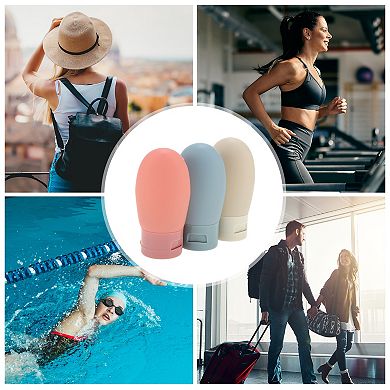 1.57"x3.74" PP Travel Container Set 1.06oz 3 Pcs Blue Light Gray Pink