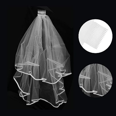 Double Layer Edged Comb Wedding Veil 1 Pc