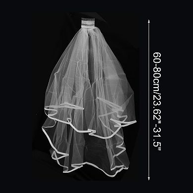 Double Layer Edged Comb Wedding Veil 1 Pc
