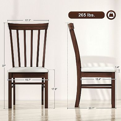 HOMCOM Farmhouse Wooden Dining Chairs Set of 4