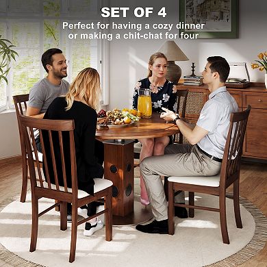 HOMCOM Farmhouse Wooden Dining Chairs Set of 4