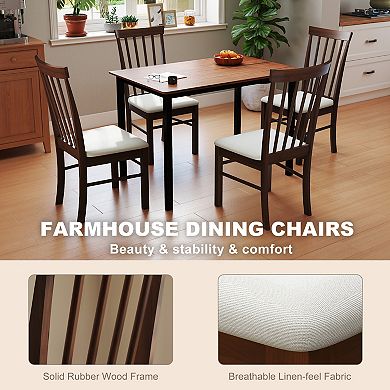 HOMCOM Farmhouse Wooden Dining Chairs Set of 4