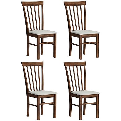 HOMCOM Farmhouse Wooden Dining Chairs Set of 4