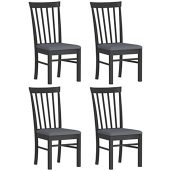 HOMCOM Farmhouse Wooden Dining Chairs Set of 4