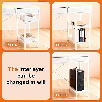 YIORTWO Computer Desk with 6 Drawers, Writing Desk with Storage Shelves