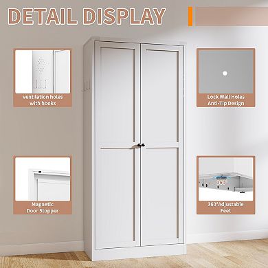 VIYET 61" Metal Kitchen Pantry Cabinet - Heavy Duty Storage with 4 Adjustable 110lb-Capacity Shelves