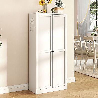 VIYET 61" Metal Kitchen Pantry Cabinet - Heavy Duty Storage with 4 Adjustable 110lb-Capacity Shelves
