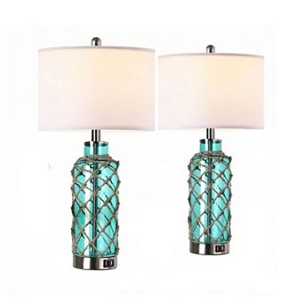 ELEMENT ACE Set of Two Touch Control Accent Table Lamps with USB Charging Ports